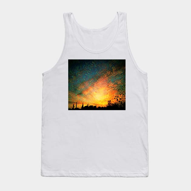 MORNING HAS BROKEN. Mosaic sky ablaze with dawn colours Tank Top by mister-john